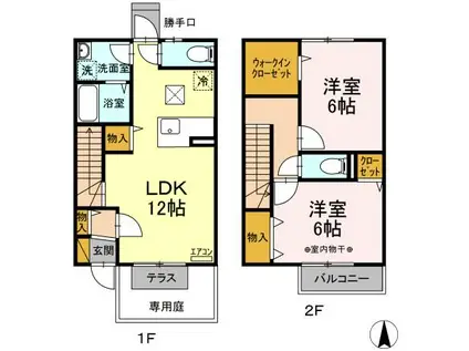 クレストスクエアA・B・C・D・E・F(2LDK/1階)の間取り写真