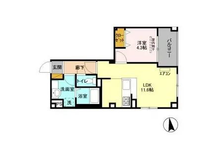 コンフォーティア(1LDK/3階)の間取り写真