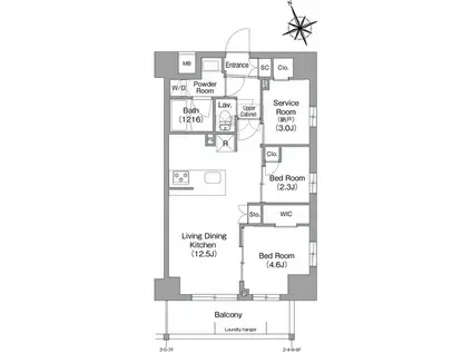 コンフォリア東葛西(2SLDK/8階)の間取り写真