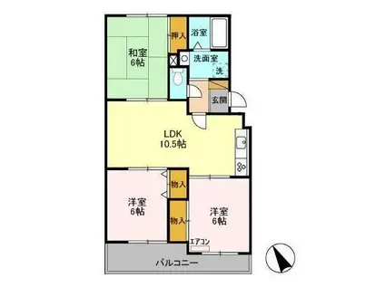 ヴェラクレスト壱番館(3LDK/2階)の間取り写真