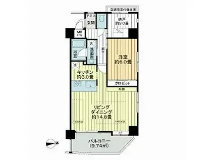 ライオンズガーデン東大島(1SLDK/5階)の間取り写真