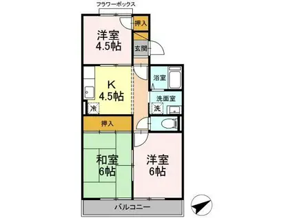 コーポラスクレイン(3K/2階)の間取り写真