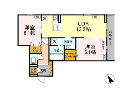 ルミナスひたち(2LDK/3階)の間取り写真