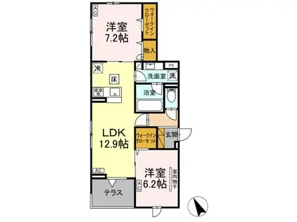 ルミナスひたち(2LDK/1階)の間取り写真