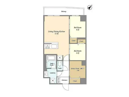 グランカーサ西葛西(2SLDK/3階)の間取り写真