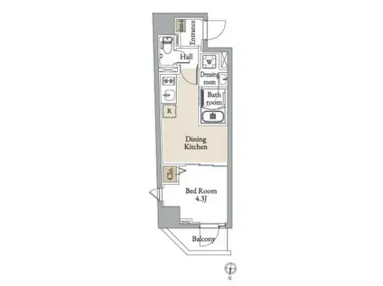 グランカーサ住吉Ⅲ(1DK/1階)の間取り写真