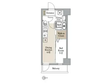 グランカーサ住吉Ⅱ(1DK/2階)の間取り写真