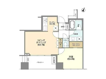プレミストタワー白金高輪(1LDK/12階)の間取り写真