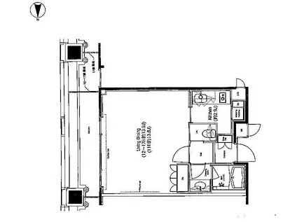 品川グラスレジデンス(1K/15階)の間取り写真