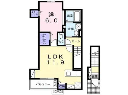 グラシア(1LDK/2階)の間取り写真