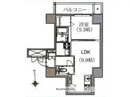 レジデンス王子山田屋(1LDK/3階)の間取り写真