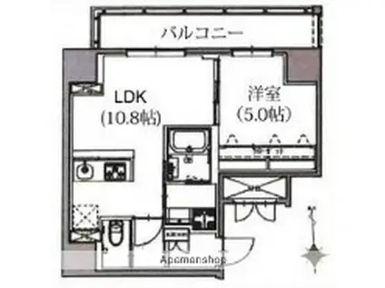 レジデンス王子山田屋(1LDK/5階)の間取り写真
