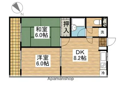 モアクレスト菊野台(2DK/1階)の間取り写真