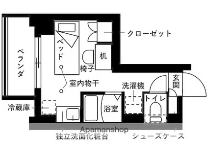 フレンシアエール仙川(ワンルーム/2階)の間取り写真