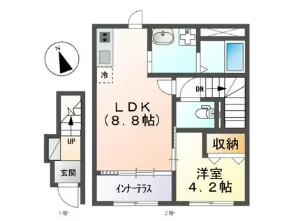 S.CASA(1LDK/2階)の間取り写真