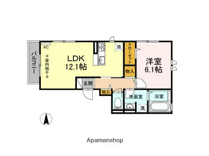 D-ROOM西平山B棟(1LDK/2階)の間取り写真