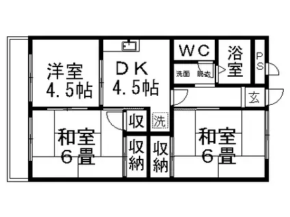 中野ハイム(2LDK/3階)の間取り写真