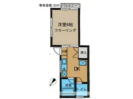 イデ・アパート(1DK/2階)の間取り写真