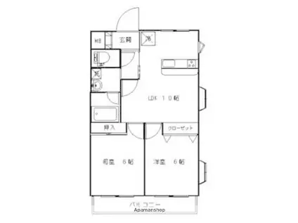 アネックスM(2LDK/3階)の間取り写真
