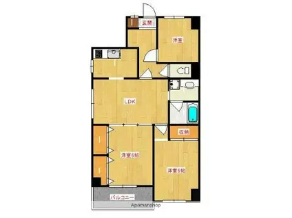 プレミール三鷹(3LDK/1階)の間取り写真