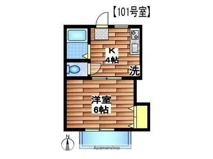 ポニート東小金井(1K/1階)の間取り写真
