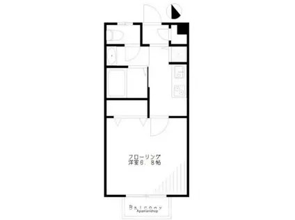 フラットウェルⅡ(1K/2階)の間取り写真