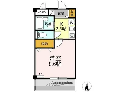 アクシス東小金井(1K/2階)の間取り写真