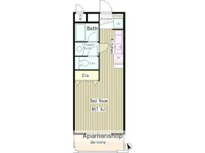 サンヴィラージュ三鷹(1K/1階)の間取り写真