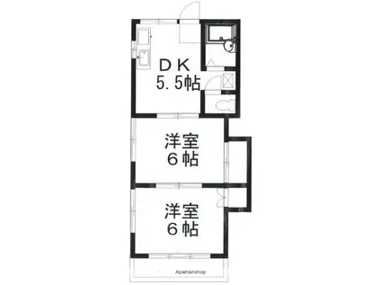 ユニハイム内野(2DK/1階)の間取り写真