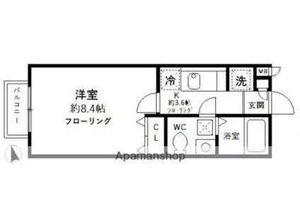 ソレーユ宮前(1K/1階)の間取り写真