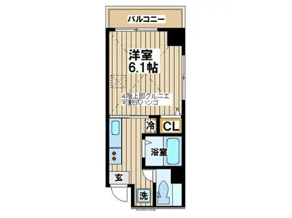 LA CASA MURE(1K/4階)の間取り写真