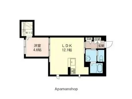 グレイス北原(1LDK/1階)の間取り写真