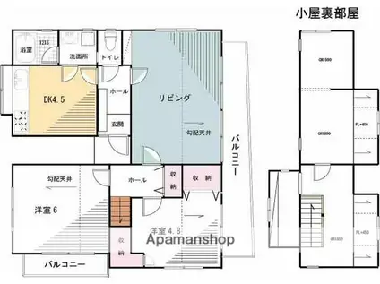 野川ハイツ(2LDK/2階)の間取り写真