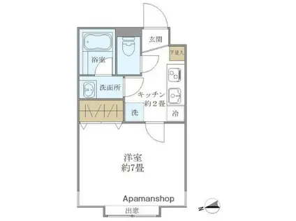 AS CABINS(1K/2階)の間取り写真