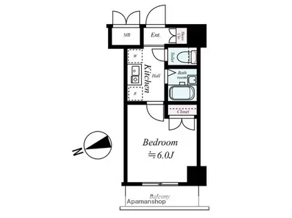 エクセリア荻窪(1K/2階)の間取り写真