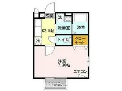 ドゥーピエース(1K/1階)の間取り写真