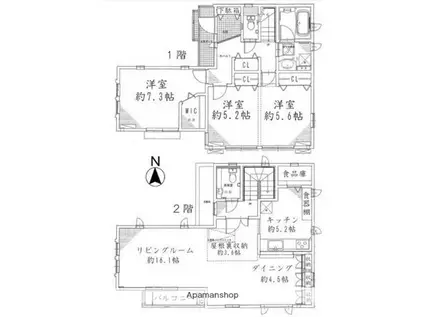 京王電鉄井の頭線 久我山駅 徒歩15分 2階建 築21年(3LDK)の間取り写真