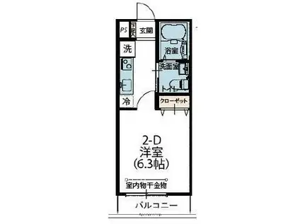 スマーブル武蔵野.桜サイド(1K/2階)の間取り写真