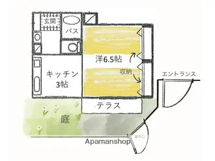 サンフラワー(1K/1階)の間取り写真