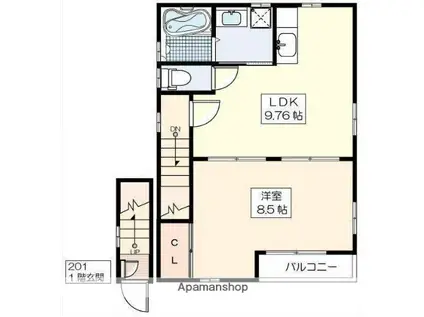 中央本線 三鷹駅 徒歩15分 2階建 築11年(1LDK/2階)の間取り写真