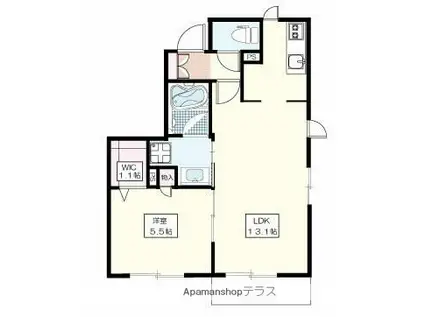 ル・クール武蔵野 2(1LDK/1階)の間取り写真