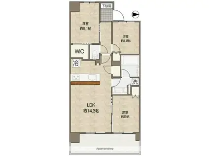 シティテラス吉祥寺南ノース(3LDK/2階)の間取り写真