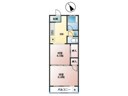 ガーデンメゾンB棟(2DK/3階)の間取り写真