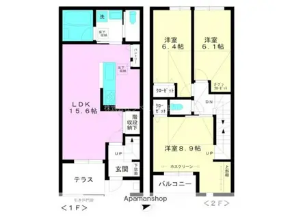 メゾネット モア(3LDK/1階)の間取り写真
