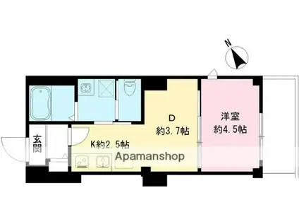 つむぎの杜 西荻みなみ(1DK/2階)の間取り写真