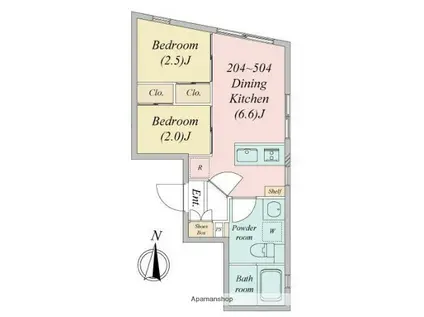 GRANDE SEKIMACHI MINAMI(2DK/4階)の間取り写真