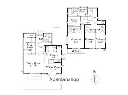 西武鉄道新宿線 上石神井駅 徒歩16分 2階建 築30年(4LDK)の間取り写真