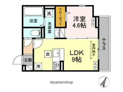 D-COMODO深大寺北町(1LDK/1階)の間取り写真