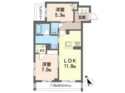 シャーメゾンハレムサシノ マーリエ(2LDK/2階)の間取り写真