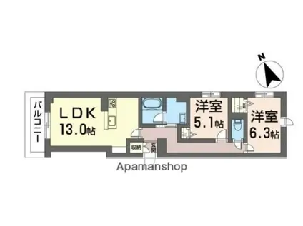 シャーメゾンハレムサシノ マーリエ(2LDK/1階)の間取り写真
